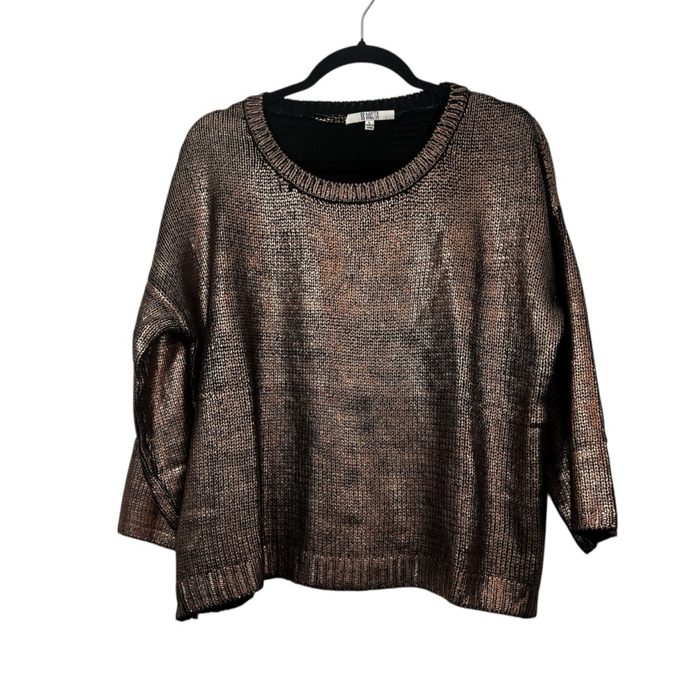 BB Dakota Gold and Black Crew Neck Metallic Sweater Size Large